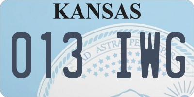 KS license plate 013IWG