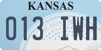 KS license plate 013IWH