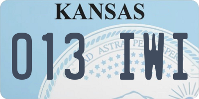 KS license plate 013IWI