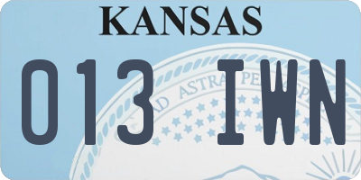KS license plate 013IWN