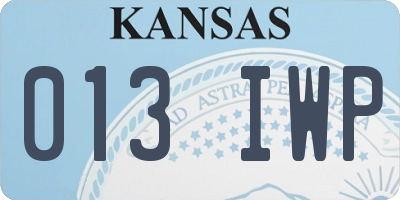 KS license plate 013IWP