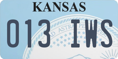 KS license plate 013IWS