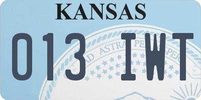 KS license plate 013IWT