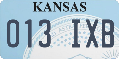 KS license plate 013IXB