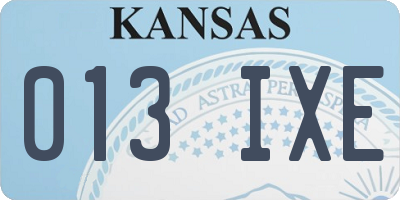 KS license plate 013IXE