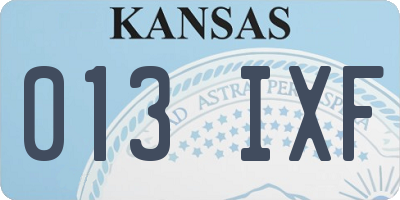 KS license plate 013IXF