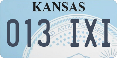 KS license plate 013IXI