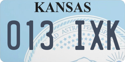 KS license plate 013IXK