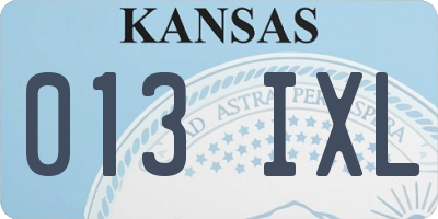 KS license plate 013IXL