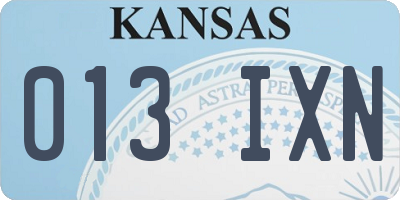 KS license plate 013IXN
