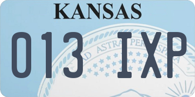 KS license plate 013IXP