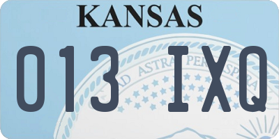 KS license plate 013IXQ