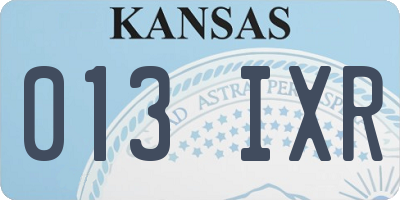 KS license plate 013IXR