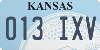 KS license plate 013IXV