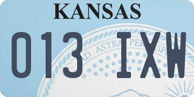 KS license plate 013IXW