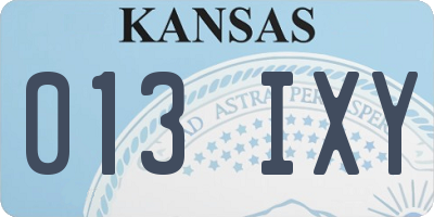 KS license plate 013IXY
