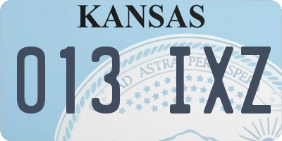 KS license plate 013IXZ