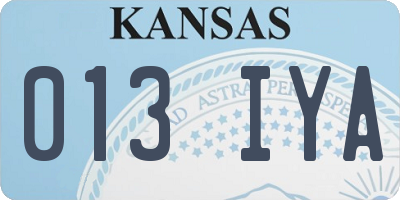 KS license plate 013IYA
