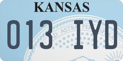 KS license plate 013IYD