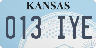 KS license plate 013IYE