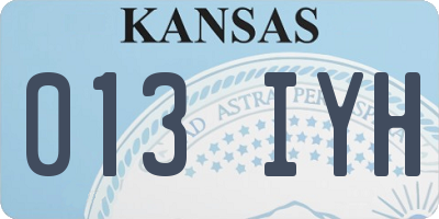 KS license plate 013IYH