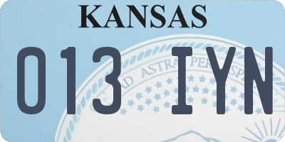 KS license plate 013IYN