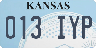 KS license plate 013IYP