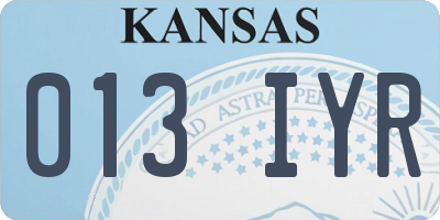 KS license plate 013IYR
