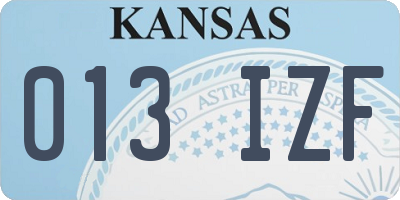 KS license plate 013IZF