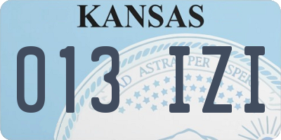KS license plate 013IZI