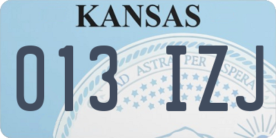 KS license plate 013IZJ