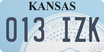 KS license plate 013IZK