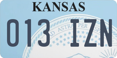 KS license plate 013IZN