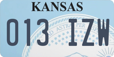 KS license plate 013IZW