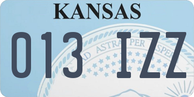 KS license plate 013IZZ