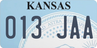 KS license plate 013JAA