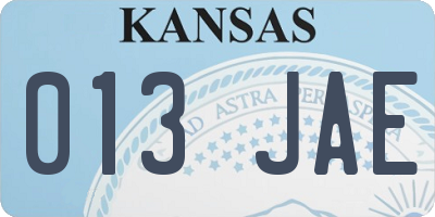 KS license plate 013JAE