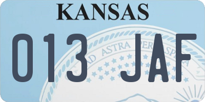 KS license plate 013JAF