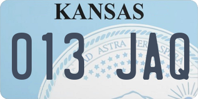 KS license plate 013JAQ