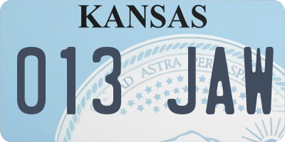 KS license plate 013JAW