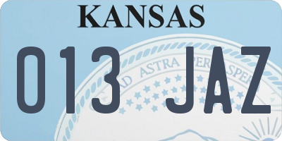 KS license plate 013JAZ