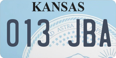KS license plate 013JBA