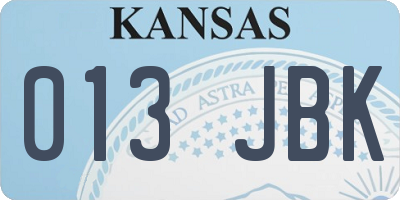 KS license plate 013JBK