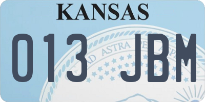 KS license plate 013JBM