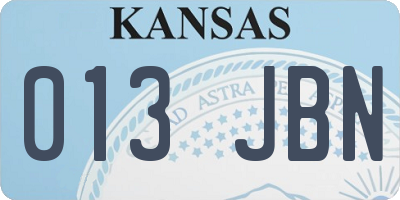 KS license plate 013JBN