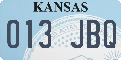 KS license plate 013JBQ