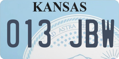 KS license plate 013JBW