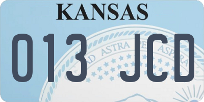 KS license plate 013JCD