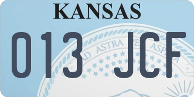 KS license plate 013JCF