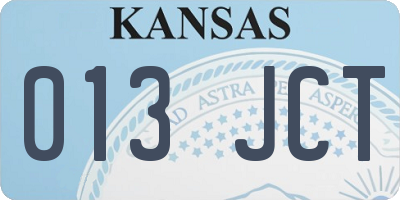 KS license plate 013JCT